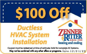 Zenner & Ritter Coupon: $100 Off Ductless HVAC System Installation